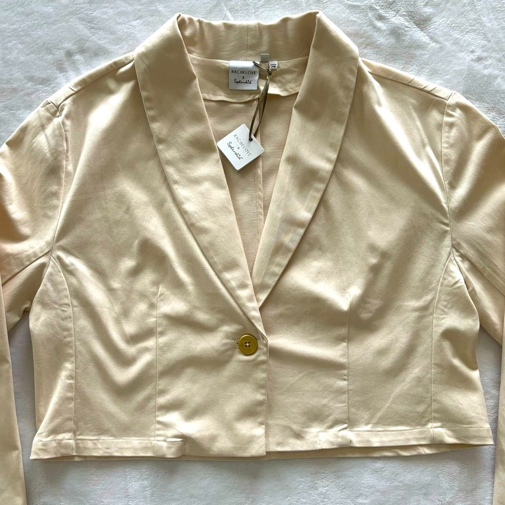 SPLENDID x Rachelove Cream Cropped Boxy Single Button Blazer--NWT--XL - Picture 8 of 15